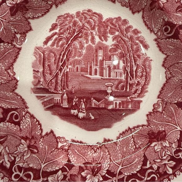 Vintage antique Mason ware red vista pink  transferware rare collectible set 1 - Picture 5 of 12